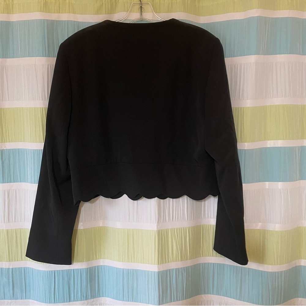 Harve Benard Scalloped Blazer Jacket Cropped Black Sz 12 - Picture 10 of 11